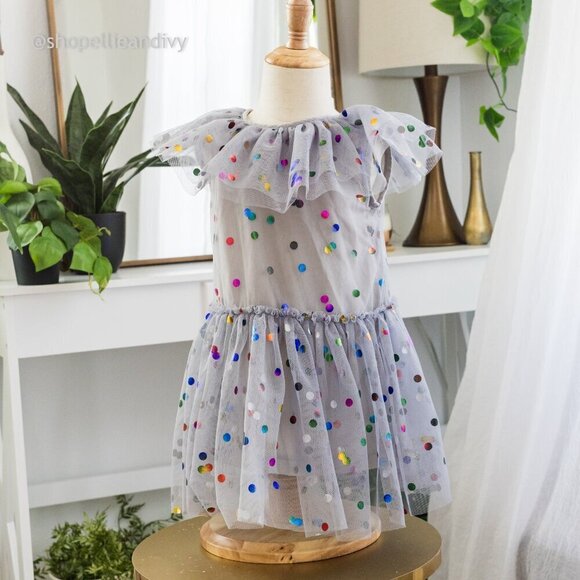 cuteheads Other - Cuteheads 2T Girl's Gray Tulle Confetti Polka Dot Party Dress